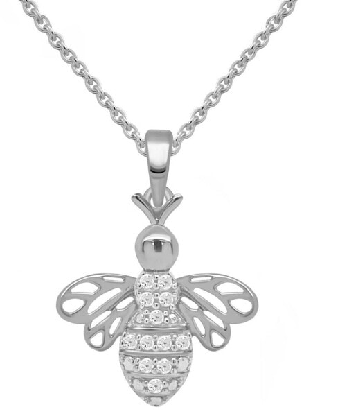 Diamond Bee 18" Pendant Necklace (1/10 ct. t.w.) in Sterling Silver or 14k Gold-Plated Sterling Silver