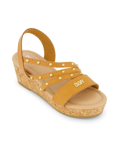 Little and Big Girls Amber Studs Wedge Sandal