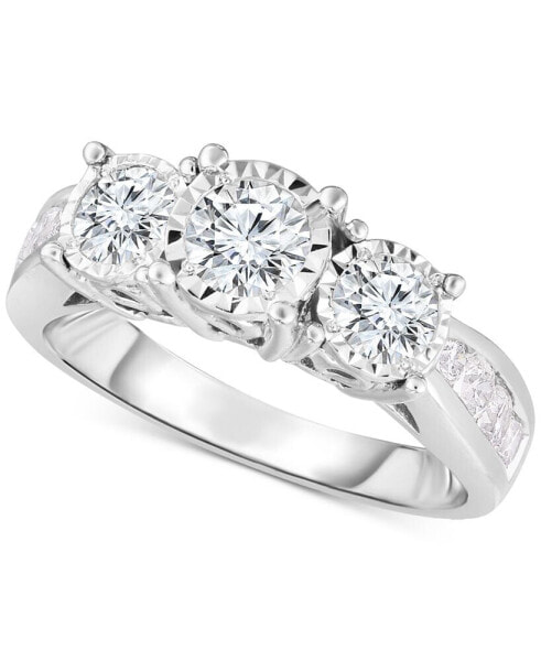 Кольцо Macy's Diamond Three Stone 14k White Gold.