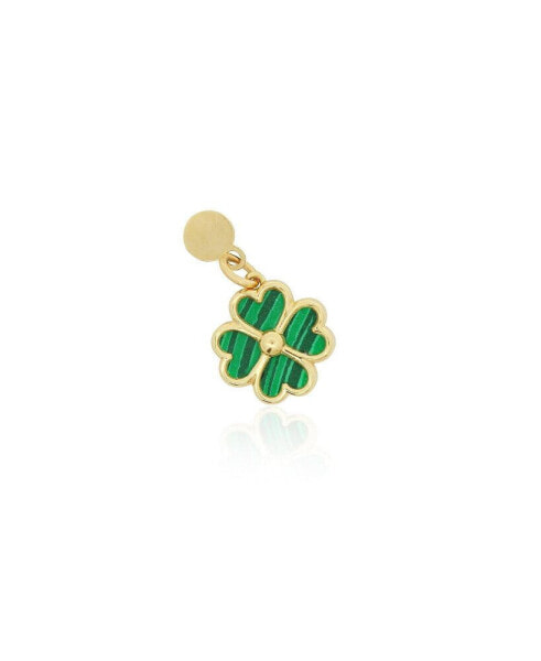 Malachite Four Leaf Clover Charm 14K Gold