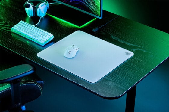 Razer Atlas - White - Monochromatic - Tempered glass - Rubber - Non-slip base - Gaming mouse pad