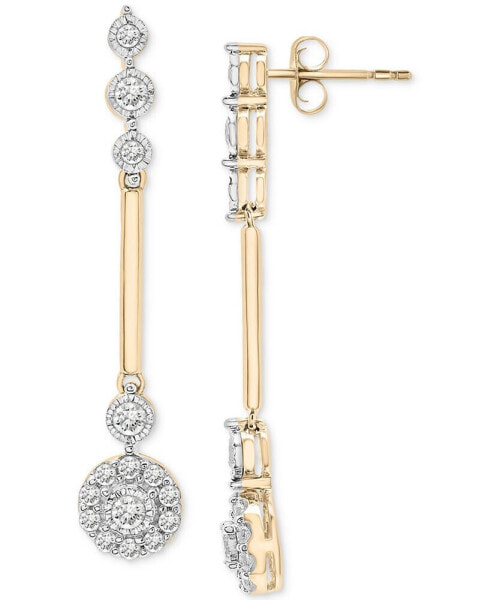 Diamond Station Linear Drop Earrings (1/2 ct. t.w.) in 14k Gold, Created for Macy's