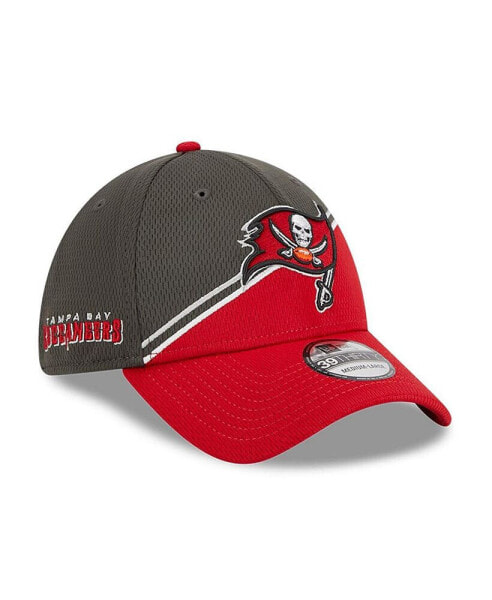 Men's Pewter, Red Tampa Bay Buccaneers 2023 Sideline 39THIRTY Flex Hat