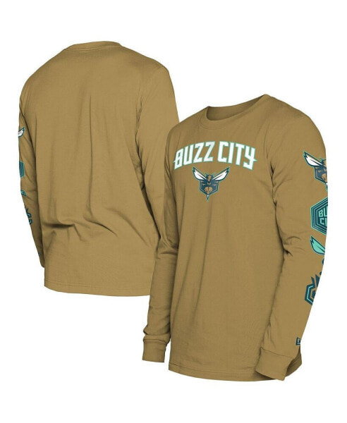 Men's Tan Charlotte Hornets 2023/24 City Edition Long Sleeve T-shirt