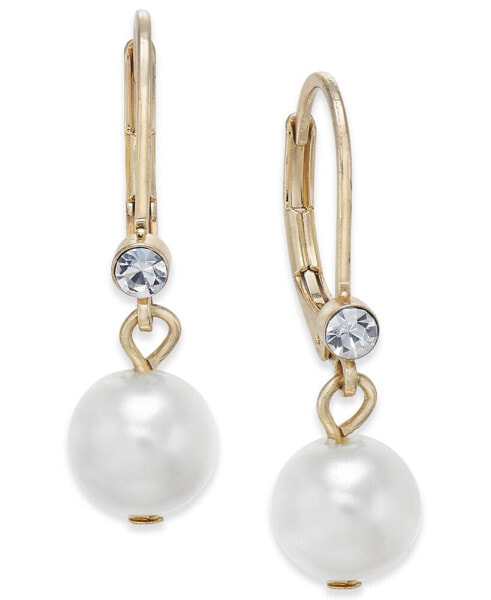 Pavé & Imitation Pearl Drop Earrings, Created for Macy's