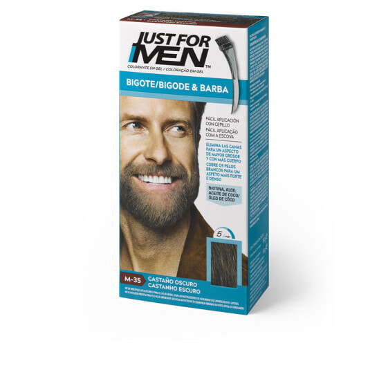 Just For Men Moustache And Beard Real M--35 dark brown Красящий гель для бороды и усов с кокосовым маслом, оттенок темно-каштановый 15 мл
