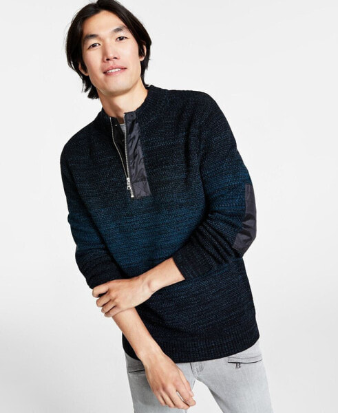 Men's Regular-Fit Space-Dyed 1/4-Zip Mock Neck Sweater, Created for Macy's