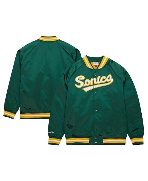 Men's Green Seattle SuperSonics Hardwood Classics Throwback Wordmark Raglan Full-Snap Jacket