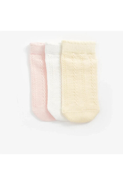 LCW baby Basic Kız Bebek Patik Çorap 3'lü