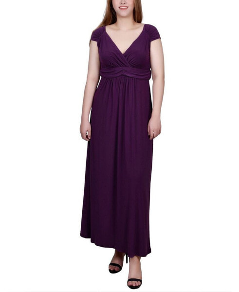 Petite Ruched Empire-Waist Maxi Dress