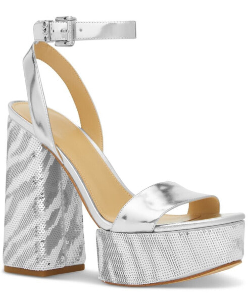 Women's Ashton Zebra Sequin High Heel Platform Sandals