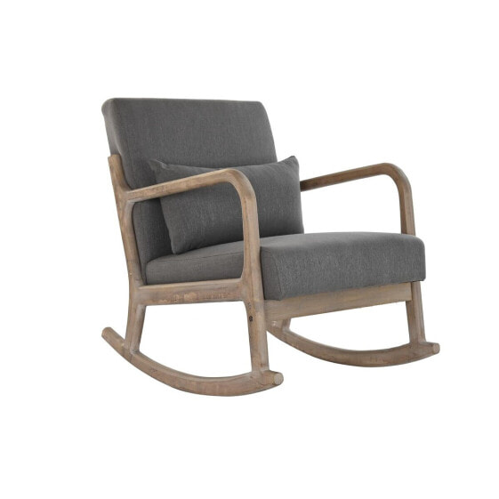 Rocking Chair DKD Home Decor Natural Dark grey Polyester Rubber wood Sixties 66 x 85 x 81 cm