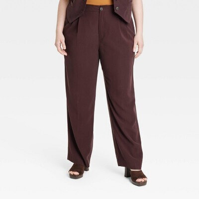 Women's High-Rise Relaxed Fit Full Length Baggy Wide Leg Trousers - A New Day