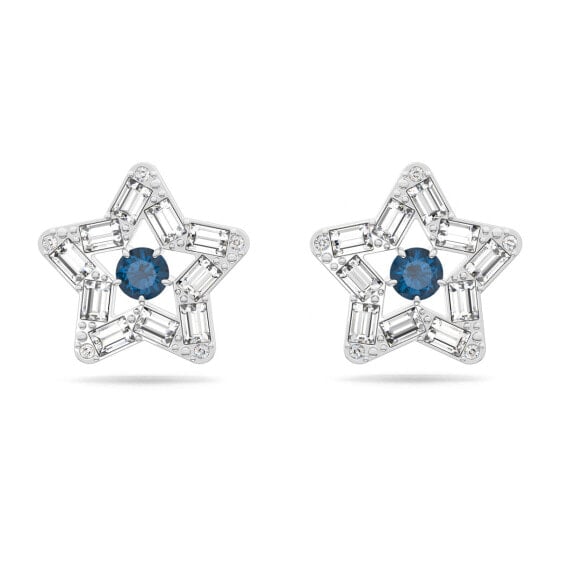 Swarovski Damen Ohrringe Ohrstecker Stella Verschiedene Schliffe, Blau, Rhodiniert 5639188