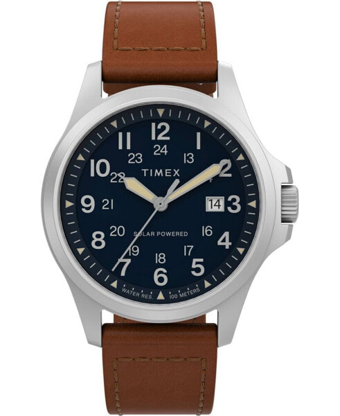 Часы и аксессуары Timex Мужские солнечные наручные часы коричневого цвета с кожаным ремешком 41 мм