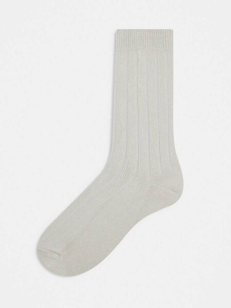 ASOS DESIGN rib sock in light grey 