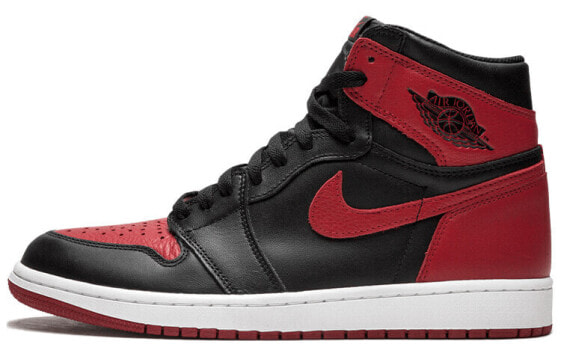 Jordan Air Jordan 1 Retro Bred Banned 禁穿 高帮 复古篮球鞋 男款 黑红 2016年版