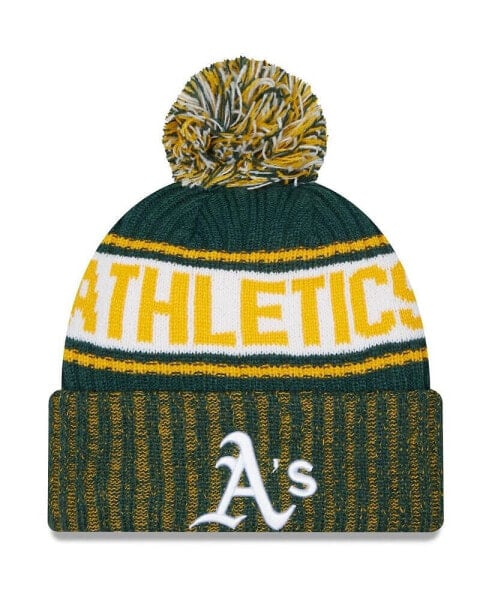 Men's Green Oakland Athletics Marl Cuffed Knit Hat with Pom