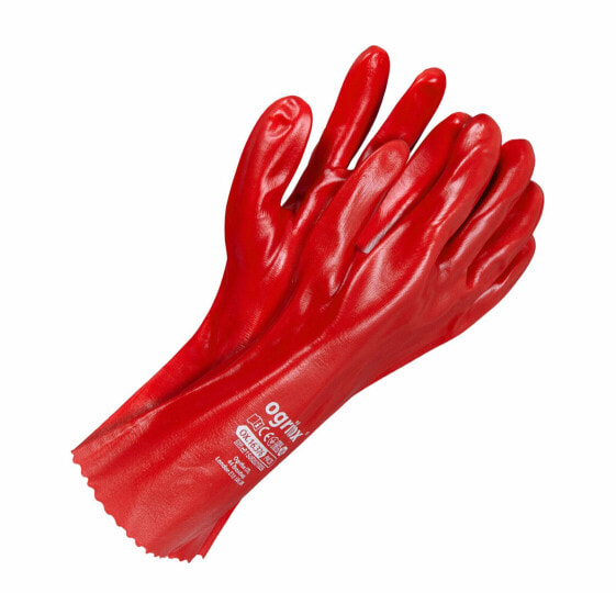 ПВХ перчатки красные длинные 35 см Roz 10