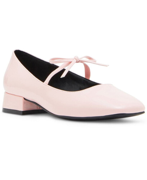 Egret Block-Heel Mary-Jane Bow Ballet Flats