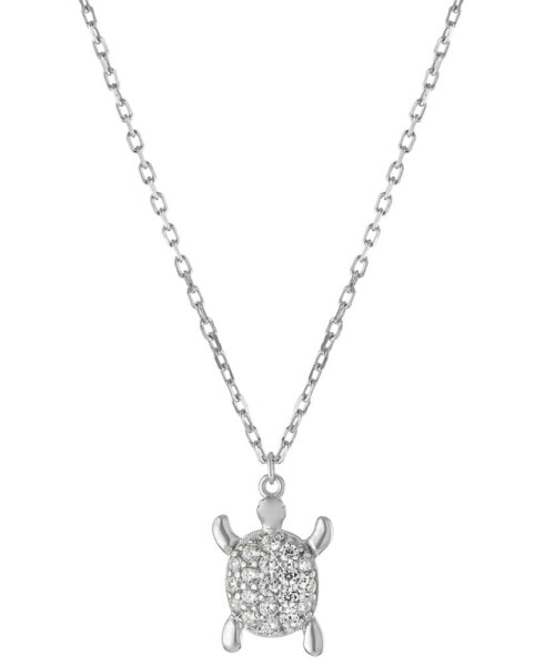 Giani Bernini cubic Zirconia Turtle Pendant Necklace in Sterling Silver, 16" + 2" extender, Created for Macy's