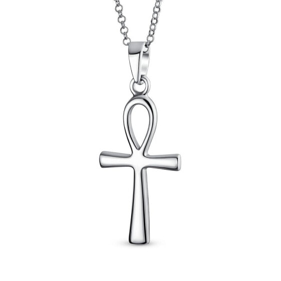 Key To Life Egyptian Ankh Cross Pendant Necklace For Women For Teen Polished .925 Sterling Silver