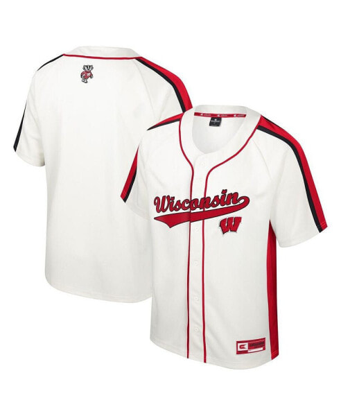 Men's Cream Wisconsin Badgers Ruth Button-Up Baseball Jersey