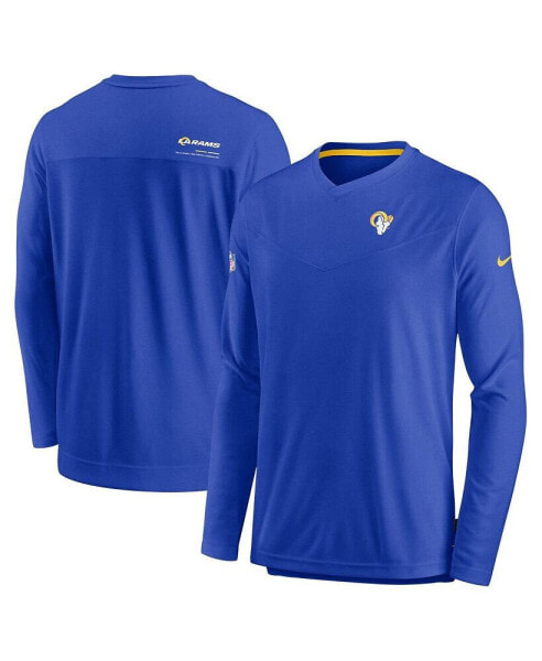 Men's Royal Los Angeles Rams 2022 Sideline Coach Chevron Lock Up Performance Long Sleeve T-shirt