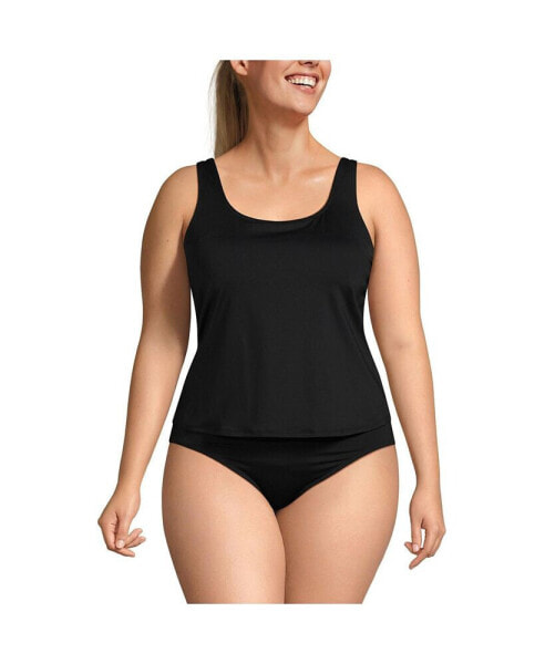 Women's Chlorine Resistant One Piece Scoop Neck Fauxkini Swimsuit