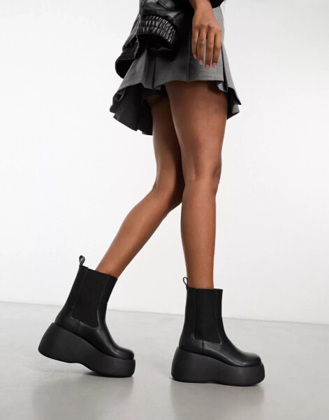 Monki platform ankle boot in black