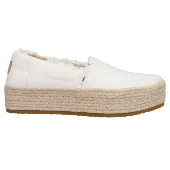 TOMS Valencia Platform Espadrille Slip On Womens White Flats Casual 10019820T