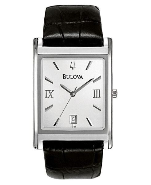 Часы Bulova Black Leather Strap 45mm 96B107