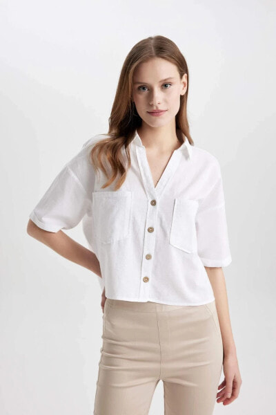 Kadın Beyaz Gömlek - V2523az/wt34