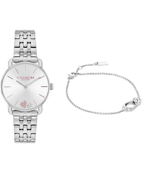 Women's Elliot Silver-Tone Stainless Steel Bracelet Watch 28mm Gift Set