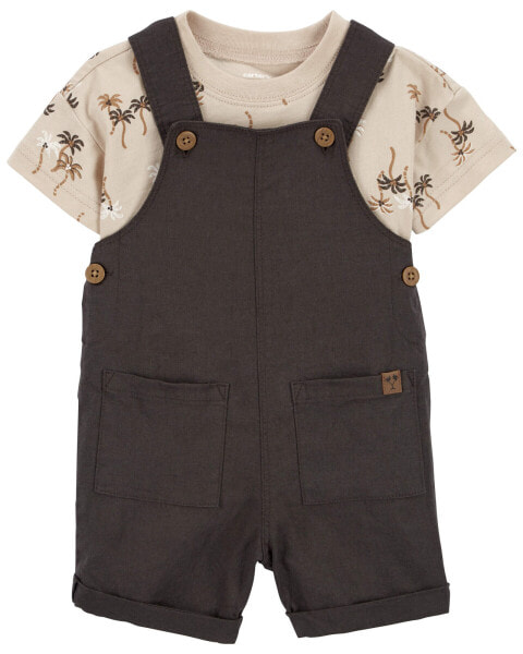 Baby 2-Piece Palm Tree Tee & Shortall Set 12M