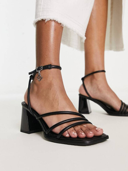 River Island tubular strappy heeled sandal in black