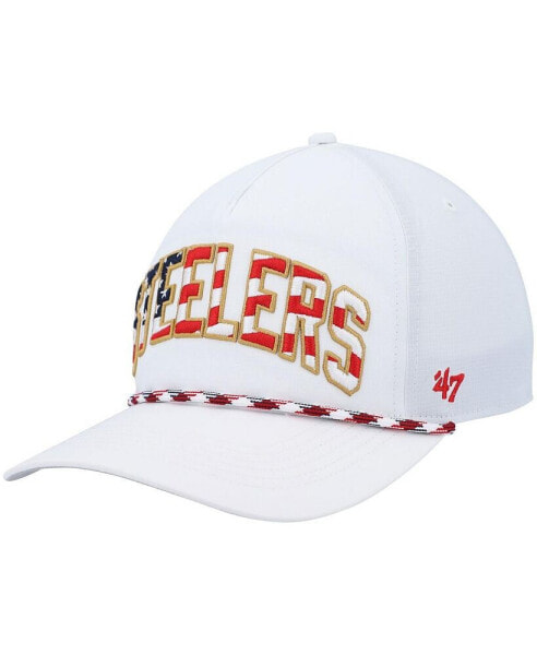Men's White Pittsburgh Steelers Hitch Stars and Stripes Trucker Adjustable Hat