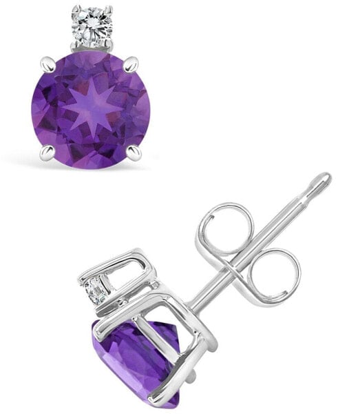 Серьги Macy's Amethyst & Diamond Stud