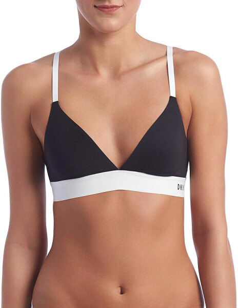 DKNY 174468 Womens Classic Cotton Bralette Bra Black/White Size Large