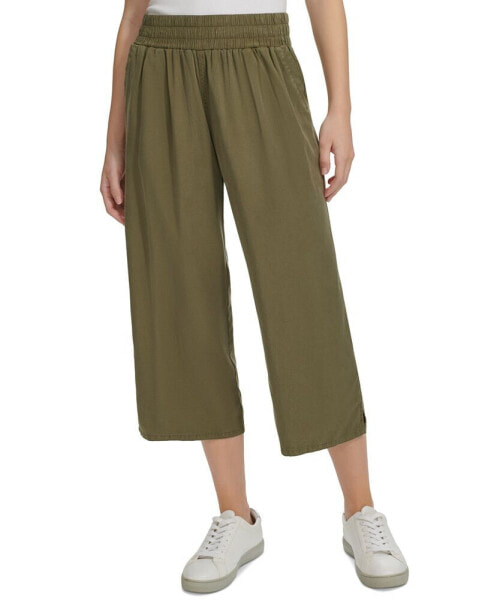 Petite Cropped Twill Pull-On Pants