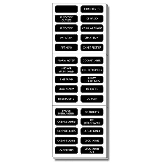 BLUE SEA SYSTEMS DC Panel Basic 120 Label Set