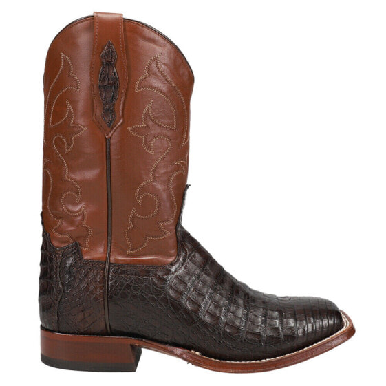 Tony Lama Canyon Caiman Square Toe Cowboy Mens Brown Dress Boots TL5251