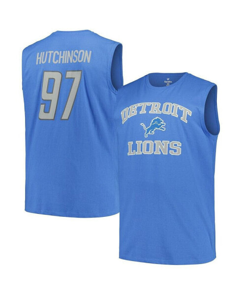 Men's Aidan Hutchinson Blue Detroit Lions Big Tall Muscle Tank Top