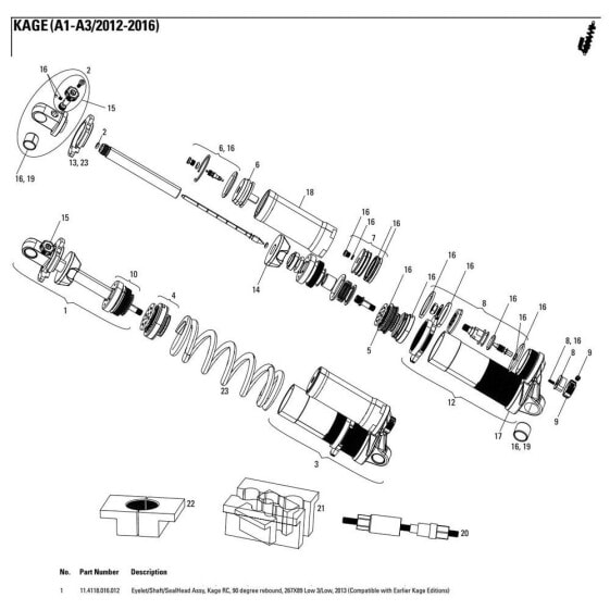 Вилка RockShox Kage RC 2013 90º Rebound/Eyelet/Shaft/Sealhead Assembly