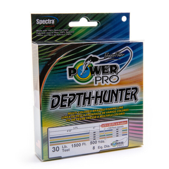 Плетеный шнур для рыбалки PowerPro Depth-Hunter - 4 цвета - 30 фунтов - 500 футов/167 ярдов