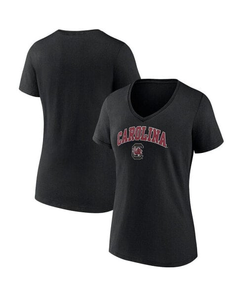 Women's Black South Carolina Gamecocks Evergreen Campus V-Neck T-shirt