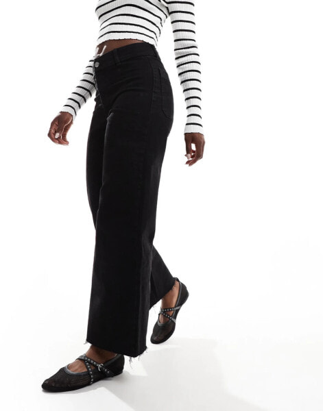 Mango wide leg jeans in black