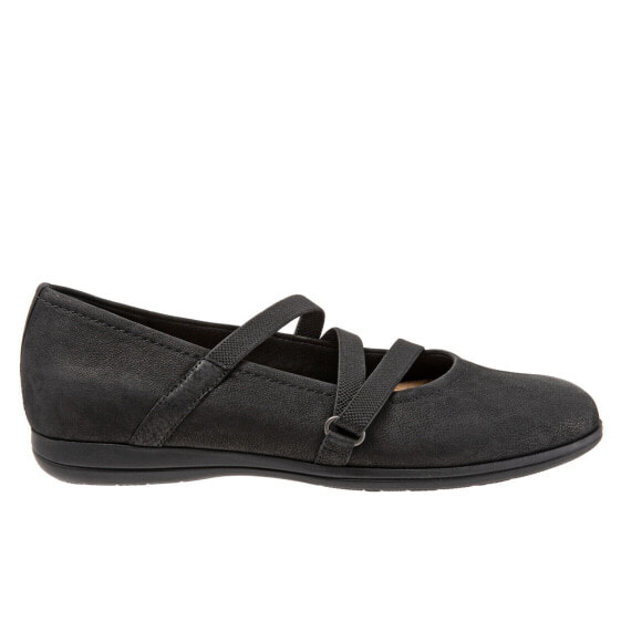 Trotters Della T1953-001 Womens Black Nubuck Slip On Ballet Flats Shoes 10