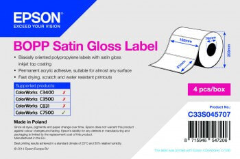 Epson BOPP Satin 102mm x 51mm - 2770 - White - Satin - Epson ColorWorks C7500 - 102mm x 51mm - 1 pc(s) - 225 mm