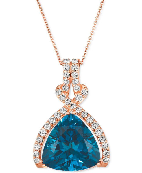 Deep Sea Blue Topaz (10 ct. t.w.) & Nude Diamond (7/8 ct. t.w.) Adjustable 20" Pendant Necklace in 14k Rose Gold